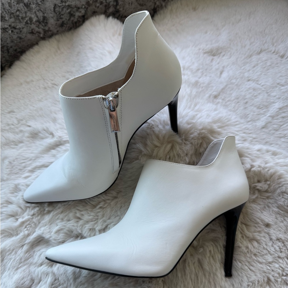 Michael Kors Corrine Black and White Stiletto Pointed Toe Ankle Boots